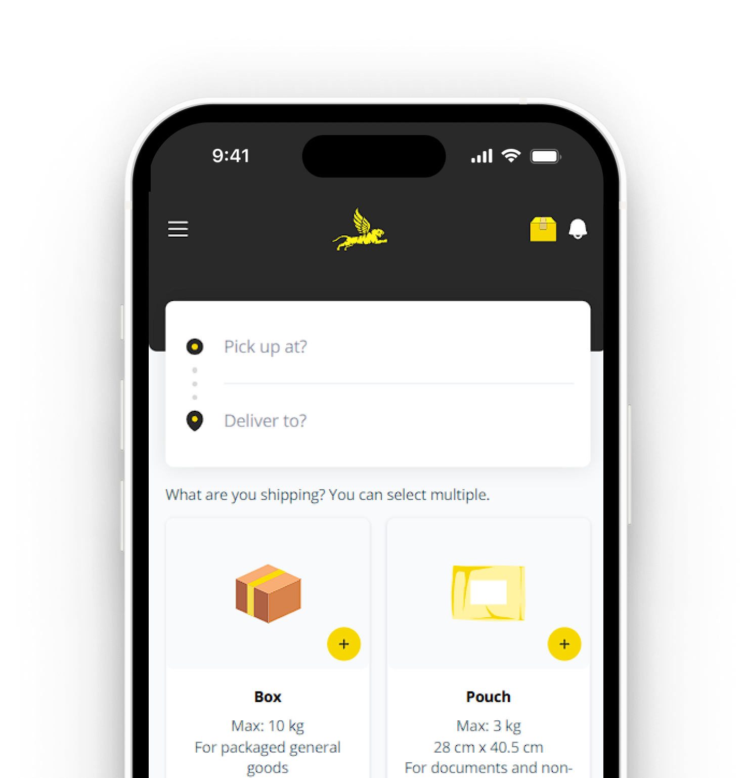 Mockup of the Flying Tigers Express app